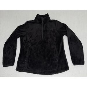The North Face Sweater Womens Medium Black Fuzzy Fleece Quarter Zip Pullover EUC